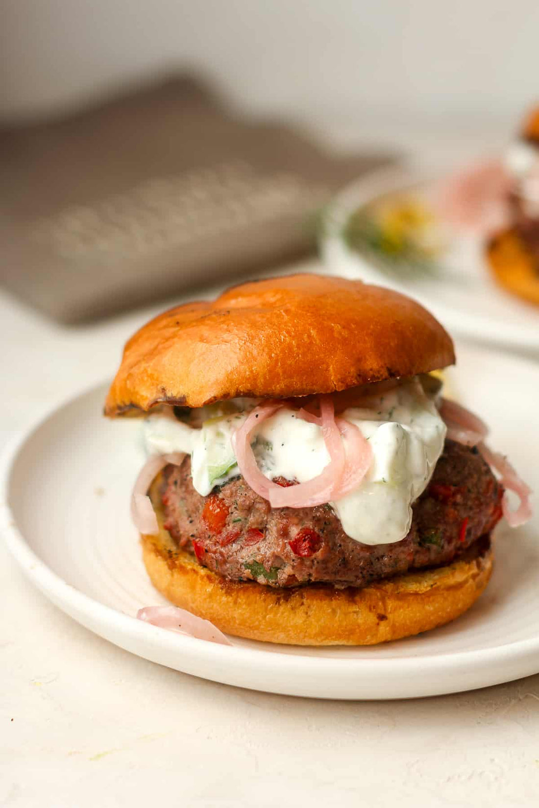 Lamb Burgers with Feta and Tzatziki