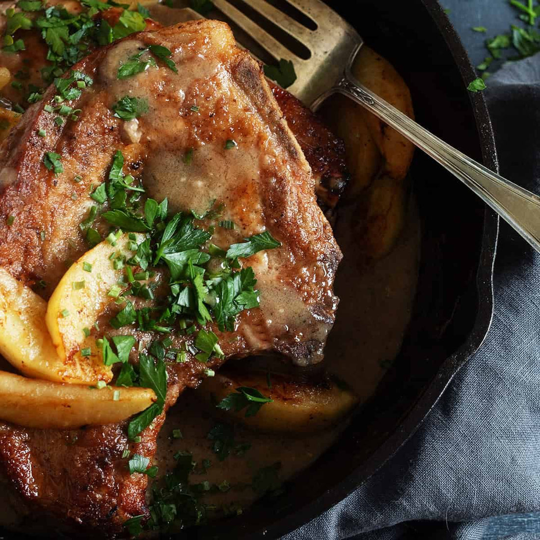 Cast Iron Pork Chops with Apple Pan Sauce